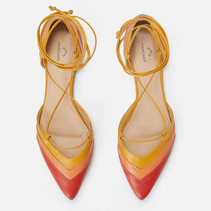 Cereja Red Leather Tie-Up Flat Sandals