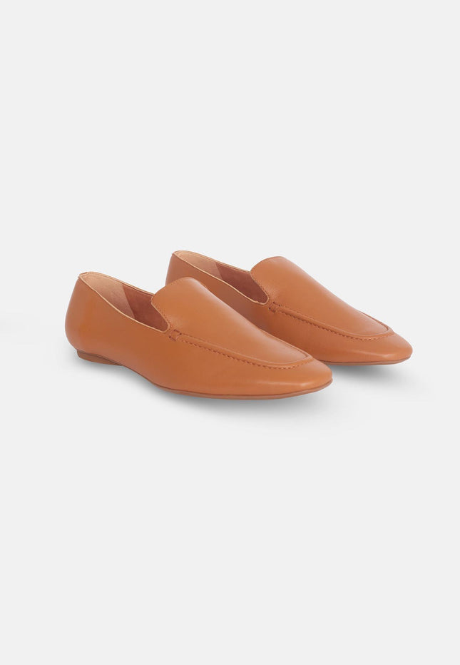 Clusia Goat Leather Loafers – Brown Flat