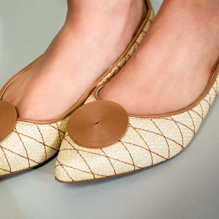 Corobá Raffia Leather Ballerinas