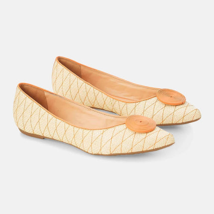 Corobá Raffia Leather Ballerinas