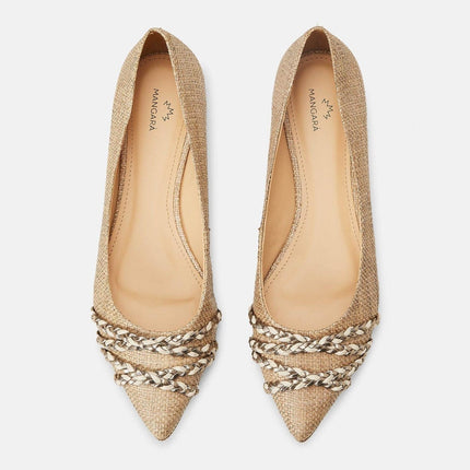 Guarandí Raffia Leather Ballerinas – Natural Beige Flat