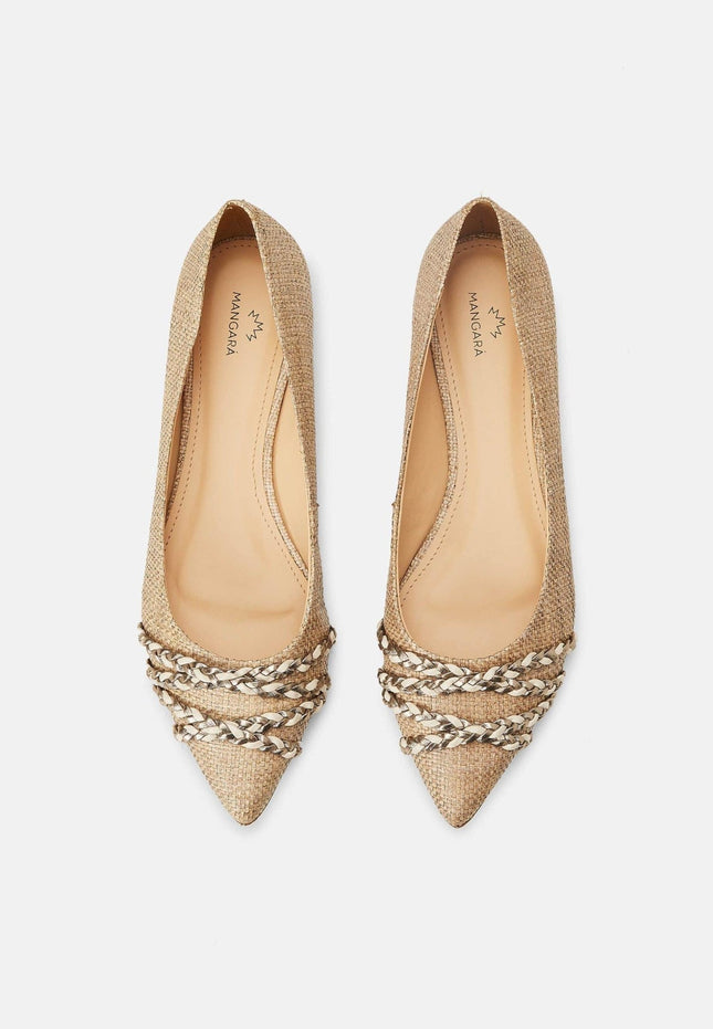 Guarandí Raffia Leather Ballerinas – Natural Beige Flat