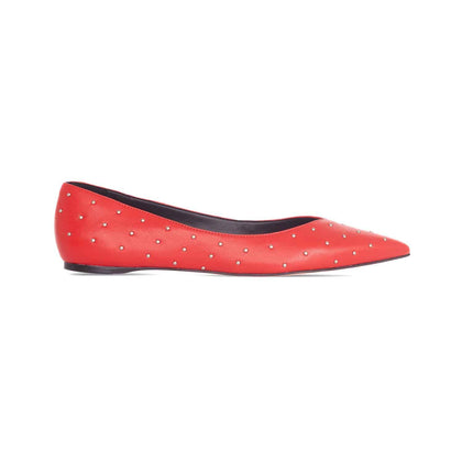 Hamelia Black Leather Ballerinas – Pointed-Toe Studs