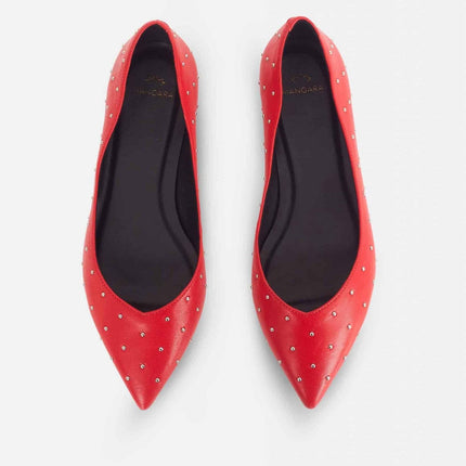 Hamelia Black Leather Ballerinas – Pointed-Toe Studs