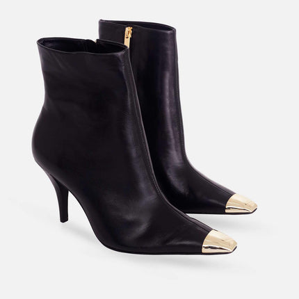 Inga Calf Beige Leather Ankle Boots – 8.7cm Pointed-Toe