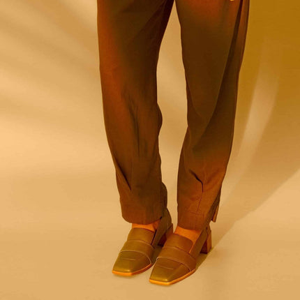 Louro Loafers in Caramel Calf Leather – 4cm Block Heel