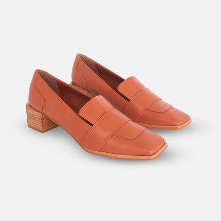 Louro Loafers in Caramel Calf Leather – 4cm Block Heel