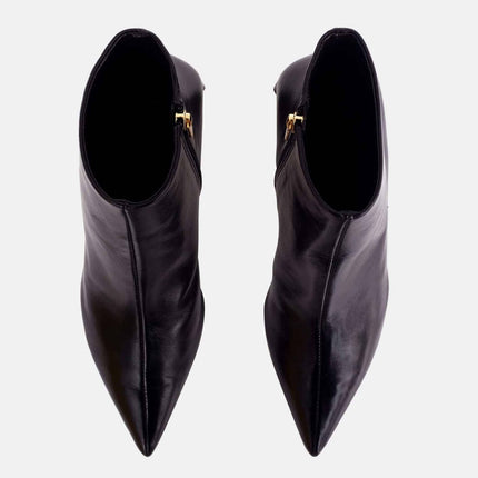 Mabea Black Sheepskin Ankle Boots – 6.4cm Pointed Block Heel