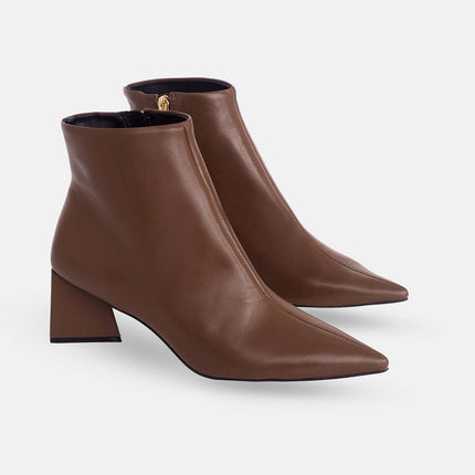 Mabea Black Sheepskin Ankle Boots – 6.4cm Pointed Block Heel