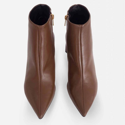 Mabea Black Sheepskin Ankle Boots – 6.4cm Pointed Block Heel
