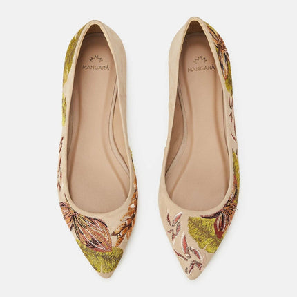 Pindaiva Red Suede Embroidered Ballerinas