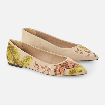 Pindaiva Red Suede Embroidered Ballerinas
