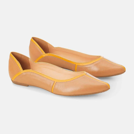 Pitanga Beige Leather Ballerinas