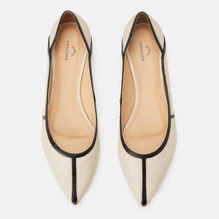 Pitanga Beige Leather Ballerinas