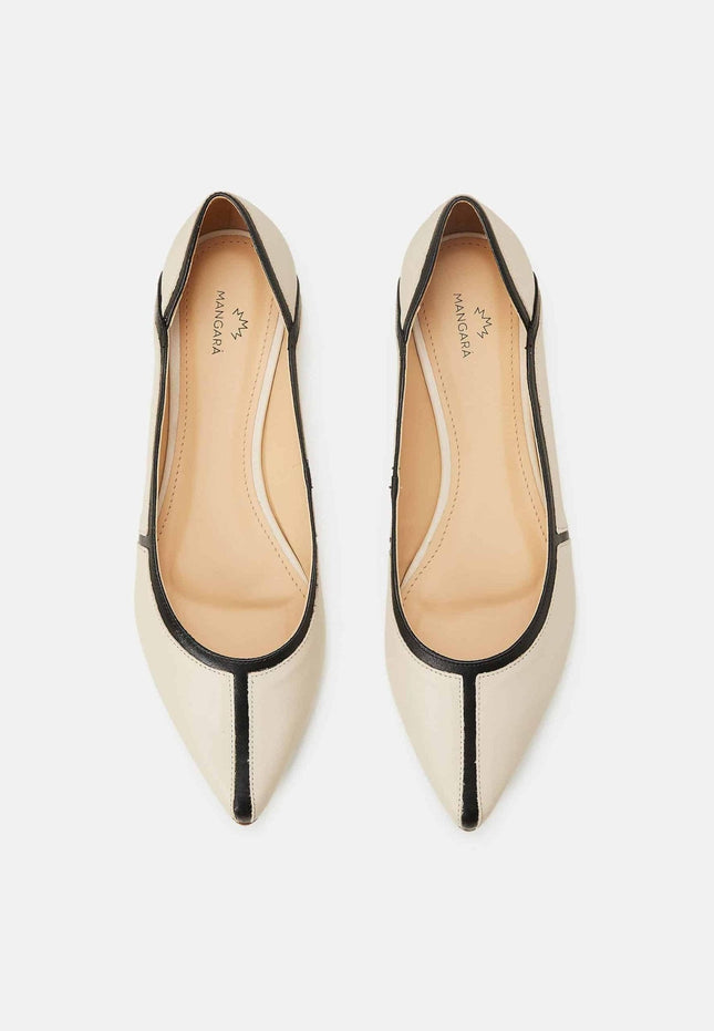 Pitanga Beige Leather Ballerinas