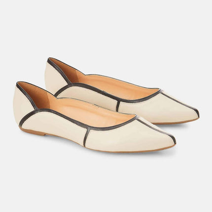 Pitanga Beige Leather Ballerinas