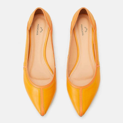Pitanga Beige Leather Ballerinas