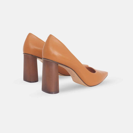 Plinia Leather Block Heel Pumps – 8.4cm Brown