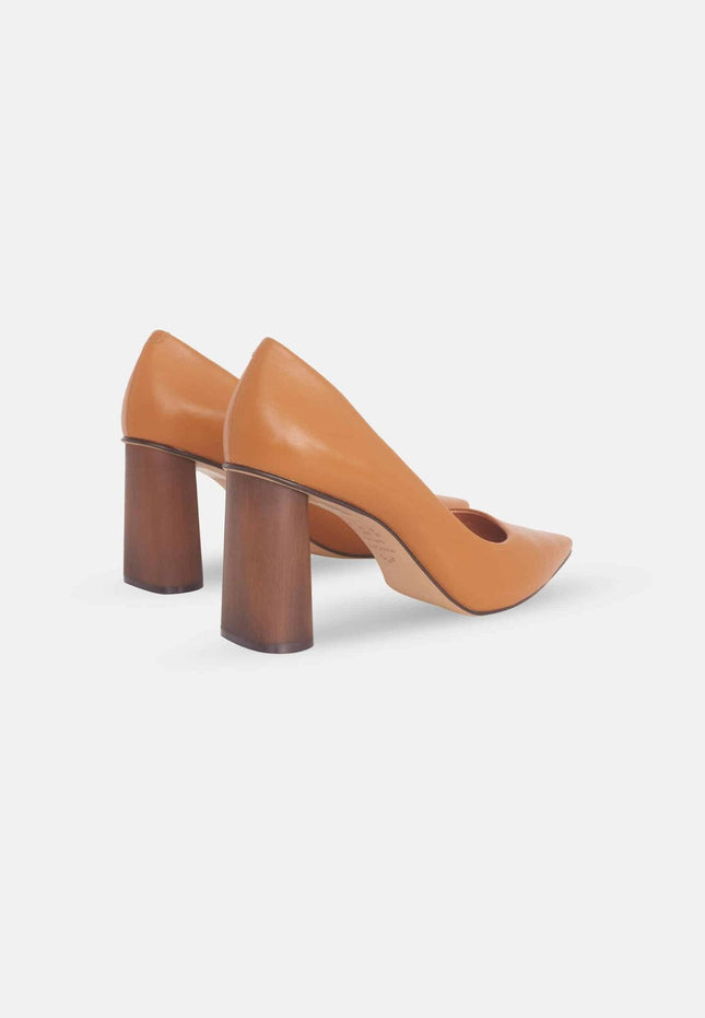 Plinia Leather Block Heel Pumps – 8.4cm Brown