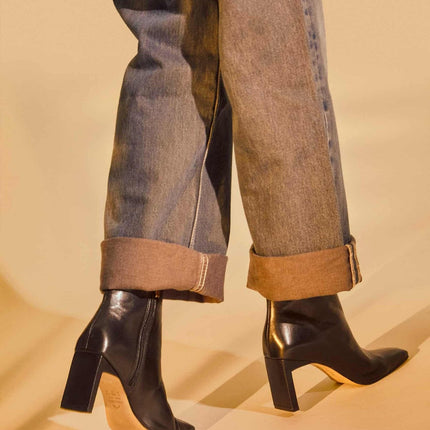 Senna Goat Olive Leather Boots – Block Heel