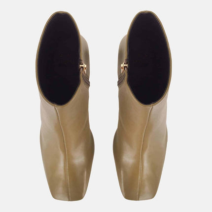 Senna Goat Olive Leather Boots – Block Heel