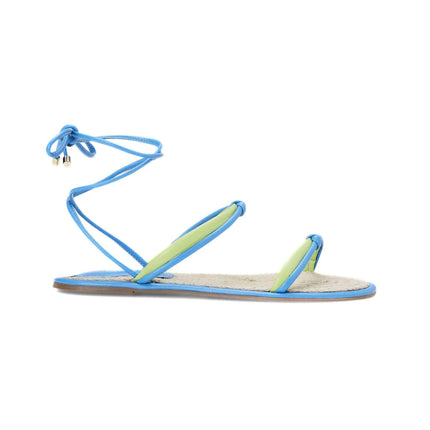 Urucum Blue Leather Lace-Up Sandals