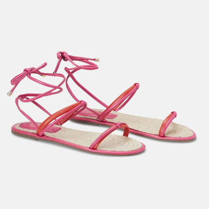 Urucum Blue Leather Lace-Up Sandals