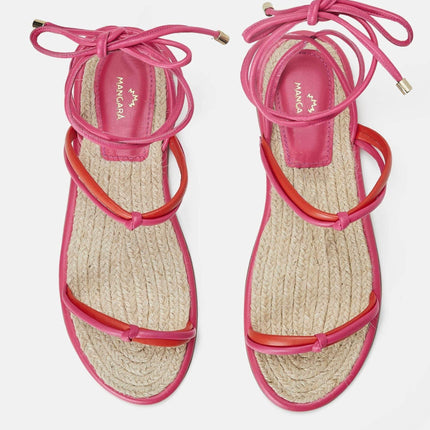 Urucum Blue Leather Lace-Up Sandals