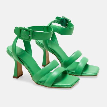 Green Calf Leather Sandals Uvaia – Women’s 8 Cm Sculpted Heel With Ankle Strap