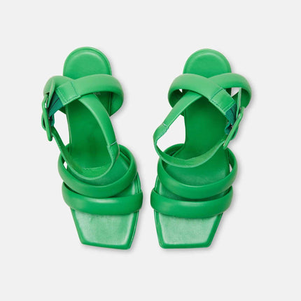 Green Calf Leather Sandals Uvaia – Women’s 8 Cm Sculpted Heel With Ankle Strap