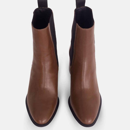 Canna Brown Leather Chelsea Ankle Boots – 6.5cm Block Heel