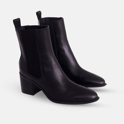 Canna Brown Leather Chelsea Ankle Boots – 6.5cm Block Heel