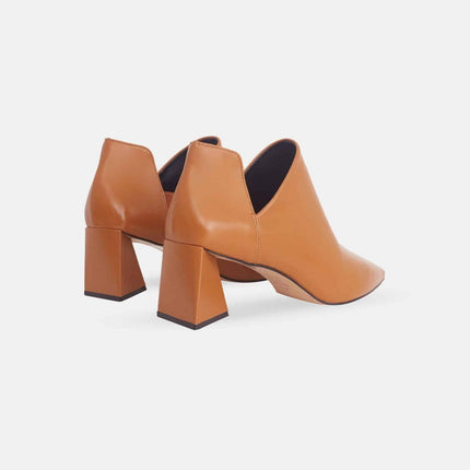Maranta Olive Sheepskin Ankle Boots – 6.3cm Pointed Block Heel