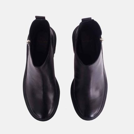 Sophora Goat Leather Ankle Boots – 9cm Round-Toe Block Heel