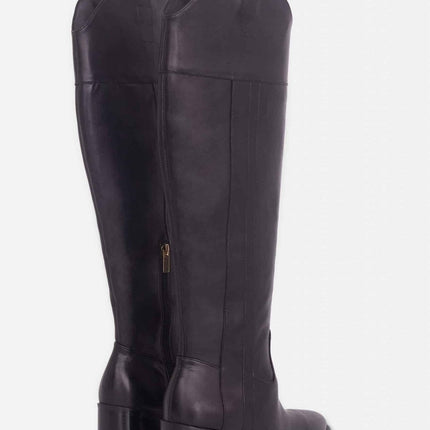 Canna Calf Brown Leather Knee-High Boots – 6.5cm Block Heel Riding