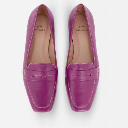 Cipó Beige Leather Square-Toe Loafers – Flat
