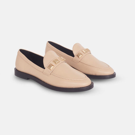 Caetê Calf Beige Leather Loafers