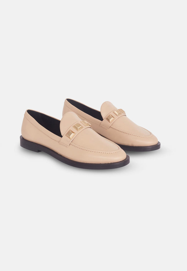 Caetê Calf Beige Leather Loafers