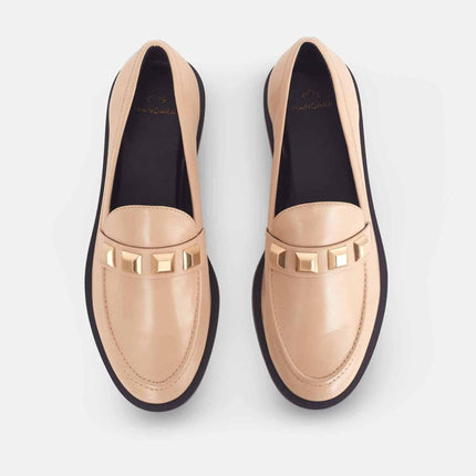 Caetê Calf Beige Leather Loafers