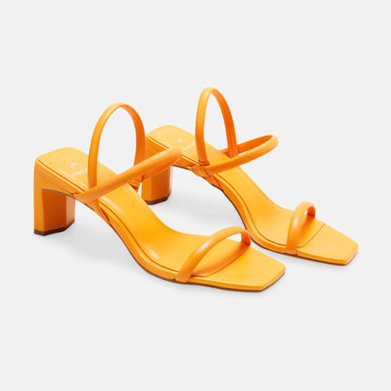 Palmito Goat Orange Leather Sandals – 6.5cm Block Heel Open Toe