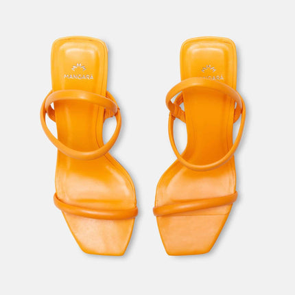 Palmito Goat Orange Leather Sandals – 6.5cm Block Heel Open Toe
