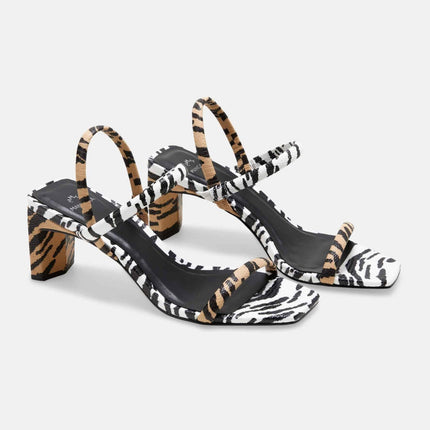 Palmito Animal Print Calf Leather Sandals – 6.5cm Block Heel