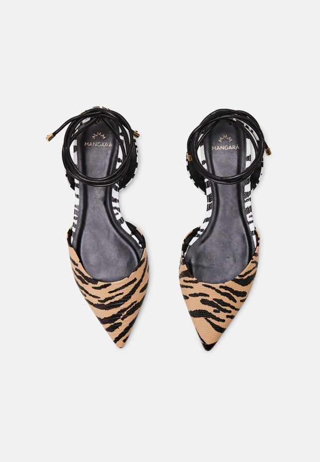 Palmito Animal Print Calf Leather Flat Sandals – Pointed Toe Ankle Strap