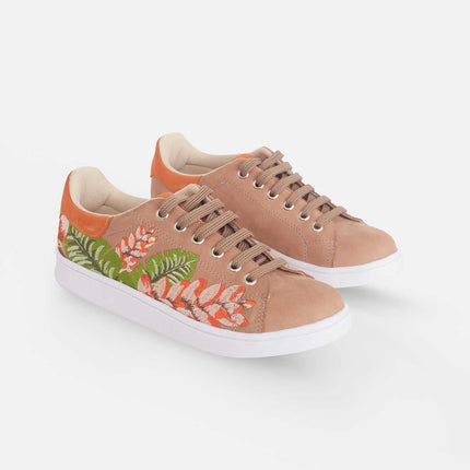 Floral Embroidered Suede Sneakers – Artisan Women