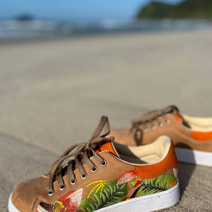 Floral Embroidered Suede Sneakers – Artisan Women