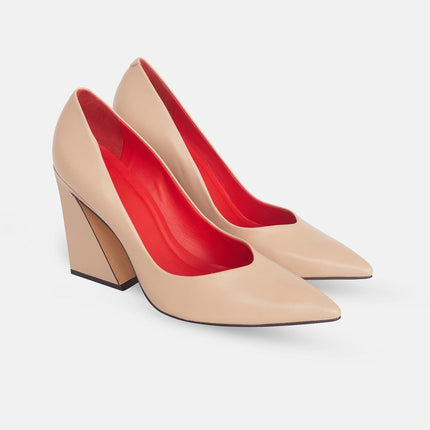 Maraca Leather Pumps – 10cm Geometric Block Heel