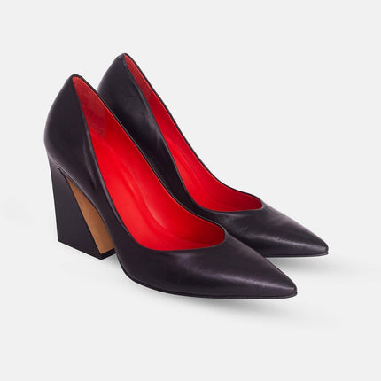 Maraca Leather Pumps – 10cm Geometric Block Heel