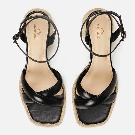 Marica Leather Sandals – 7cm Block Heel Black