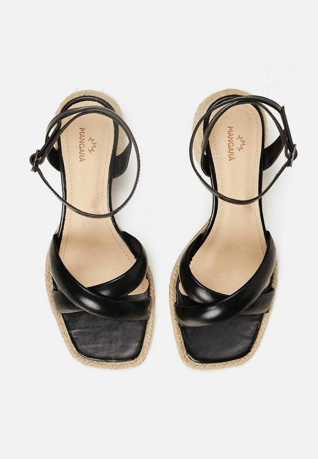 Marica Leather Sandals – 7cm Block Heel Black