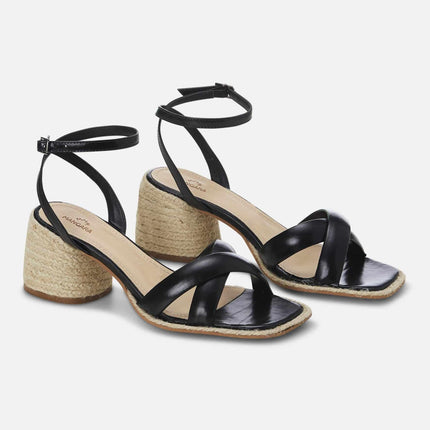 Marica Leather Sandals – 7cm Block Heel Black